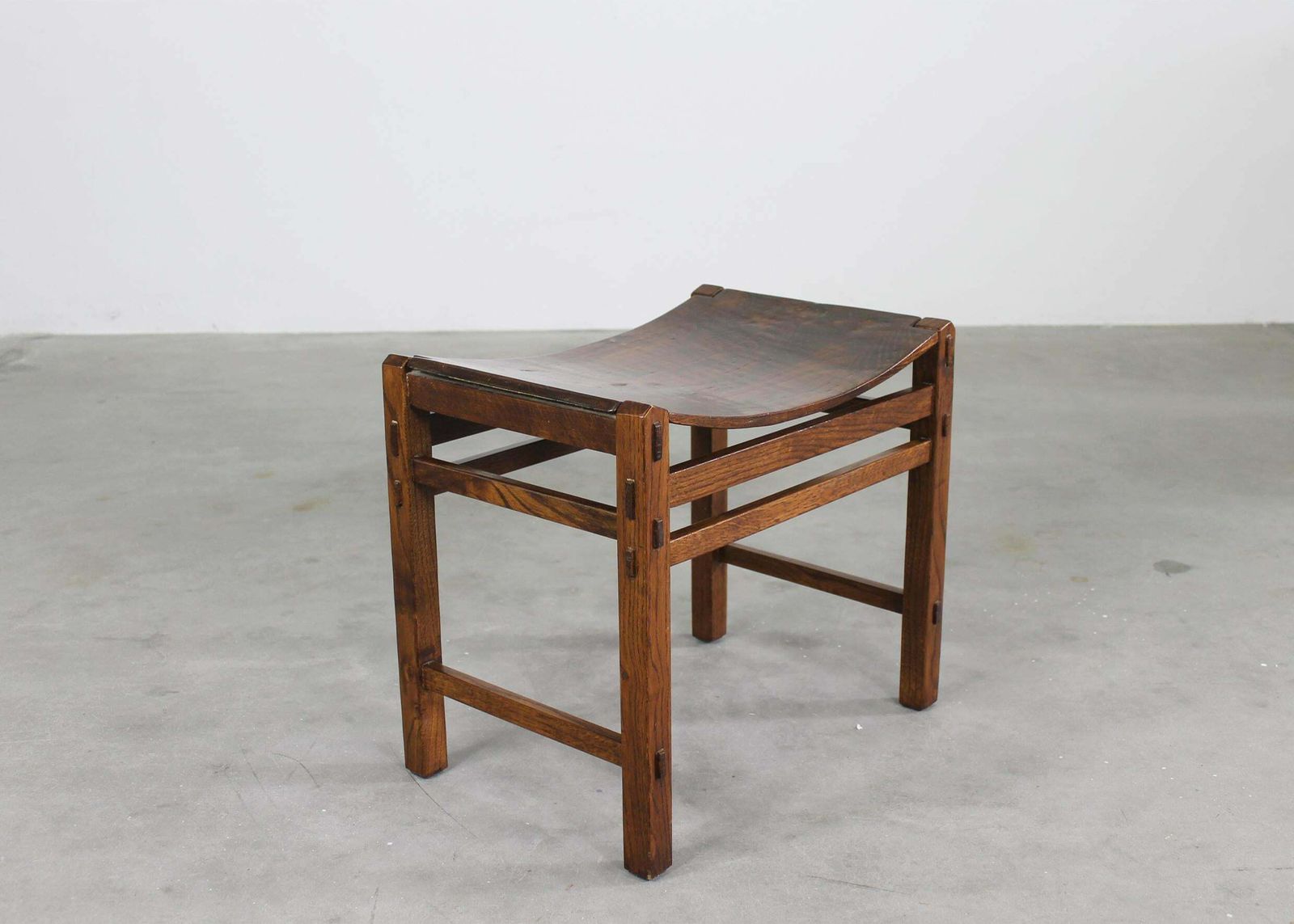3894.0 Giuseppe Rivadossi Set Of Two Stools In Oak Wood By Officina Rivadossi 1970s photo