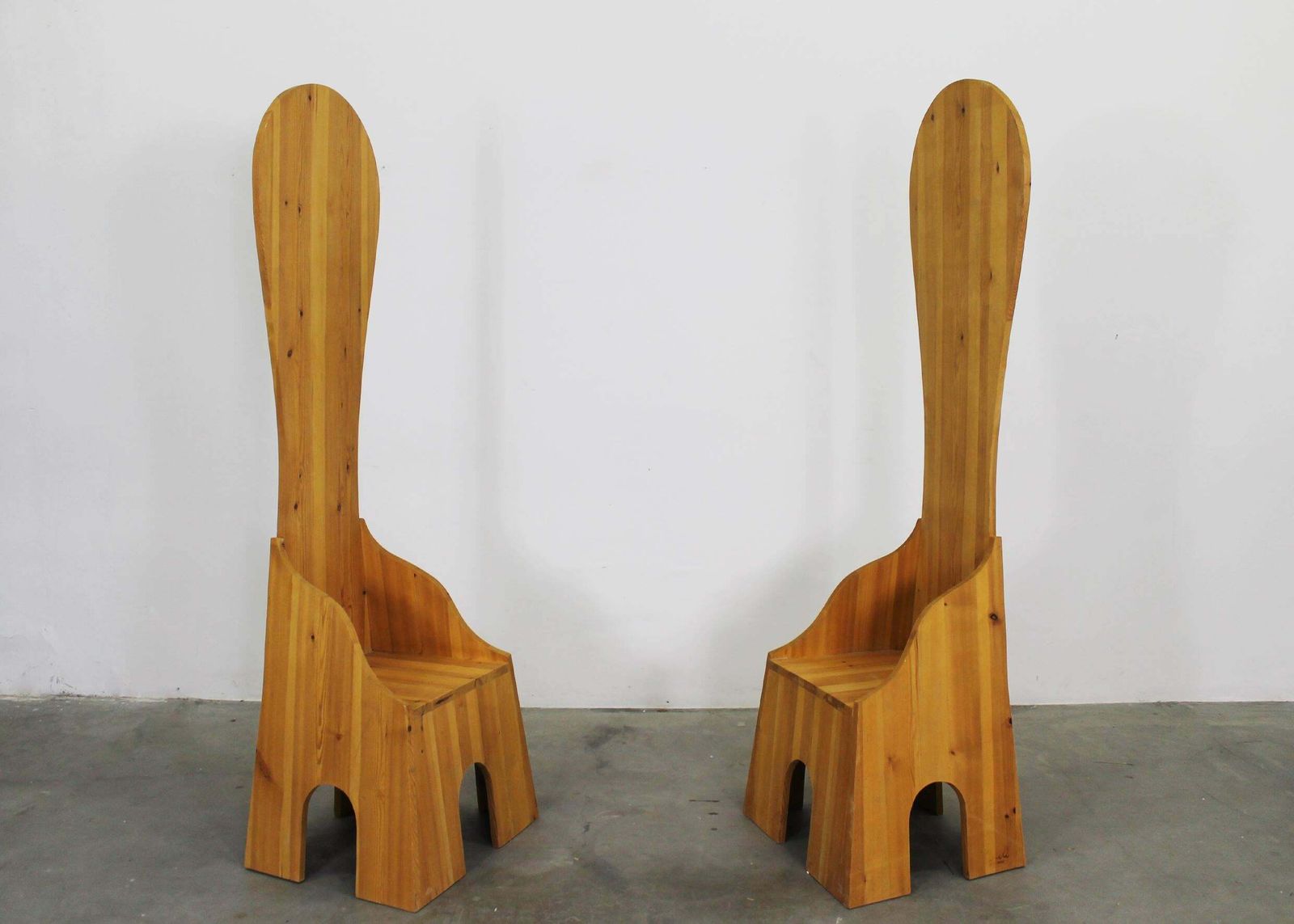 Mario Ceroli Set Of Eight Fratina High Chair In Pine By Poltronova 1972 photo 41533.0