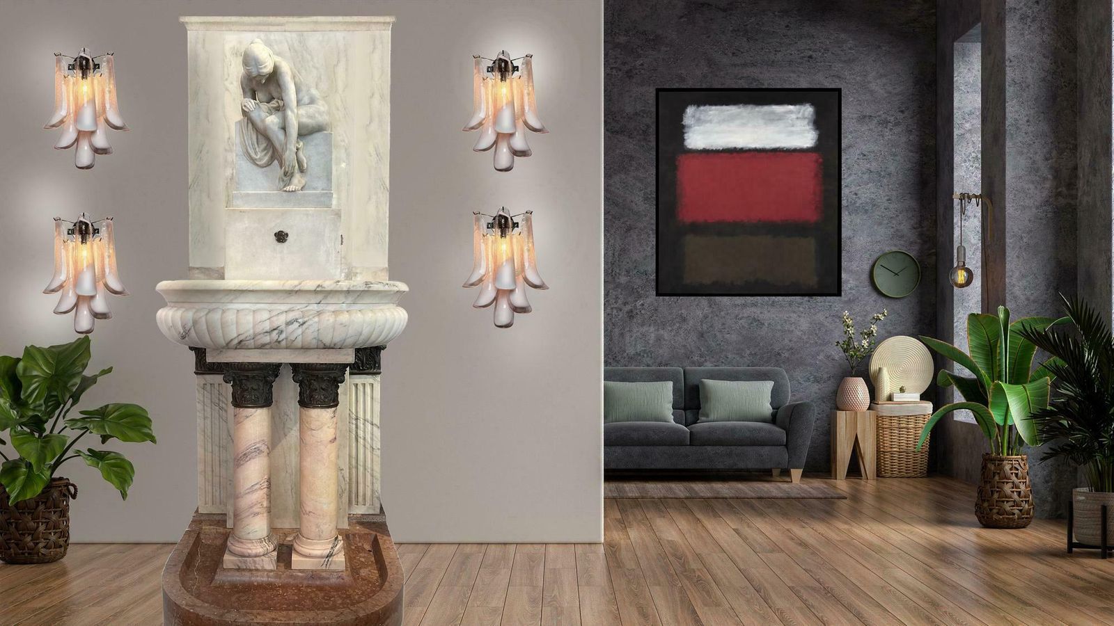 Set Of Four Italian Petal Murano Sconces photo furniture