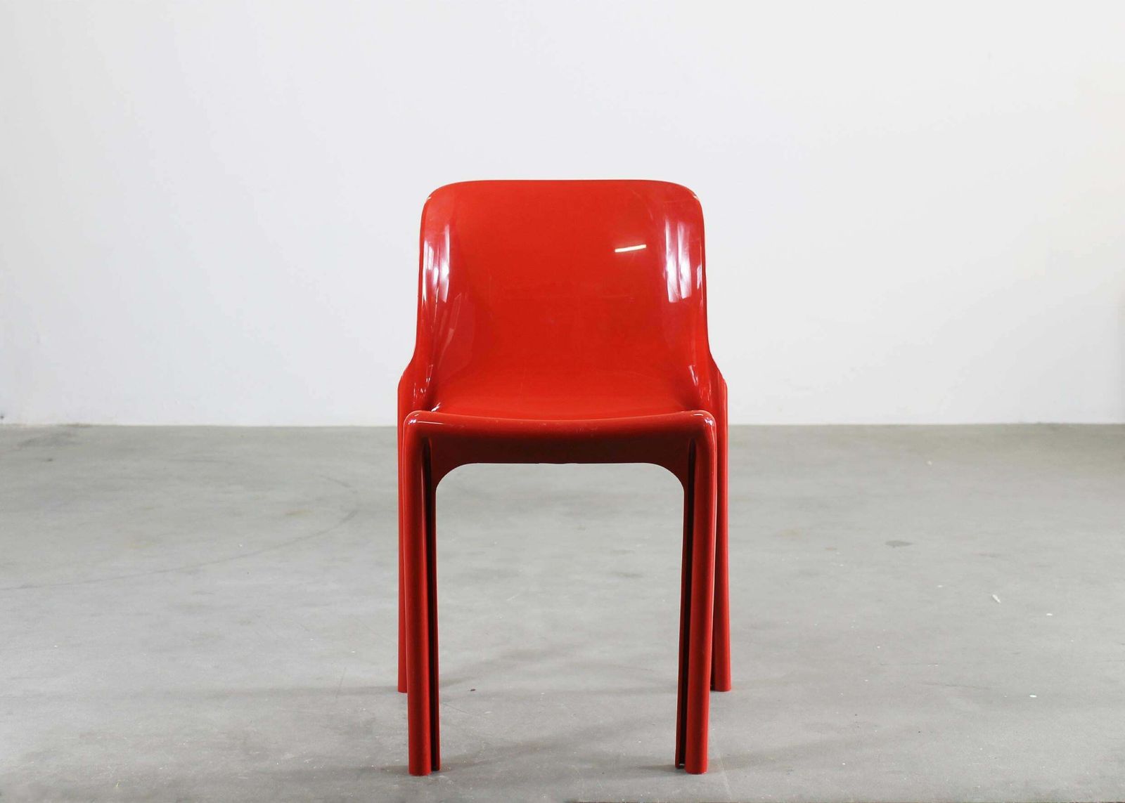 Vico Magistretti Set Of Nine Red Selene Chairs By Heller 2002s photo vintage