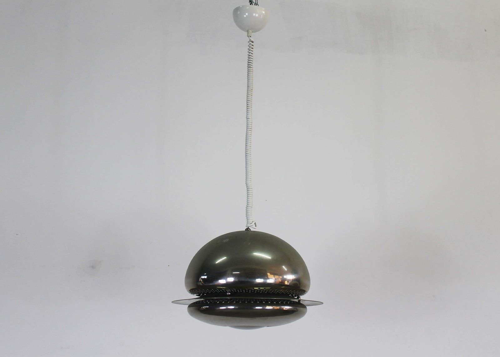 Tobia Scarpa Nictea Pendant Lamp In Nickel Plated Brass By Flos 1960s photo furniture