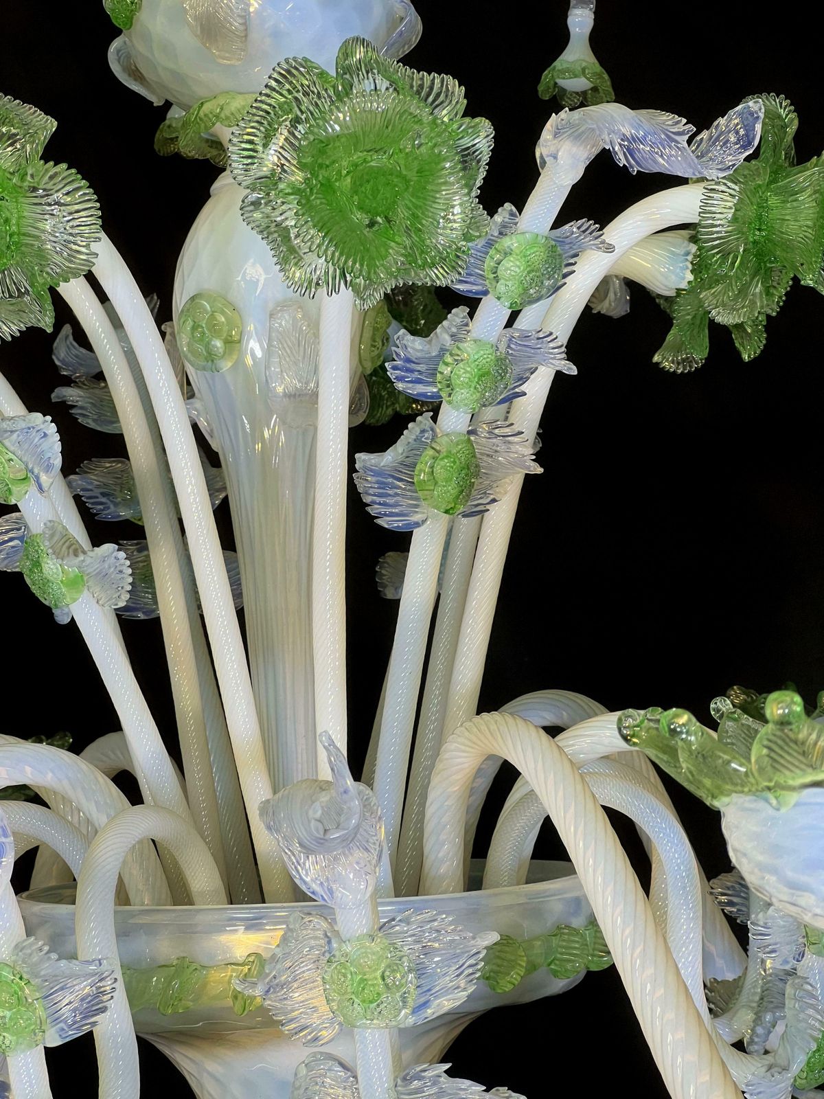 Lighting Majestic Light Blue And Green Venetian Chandelier, Murano, 1950s photo