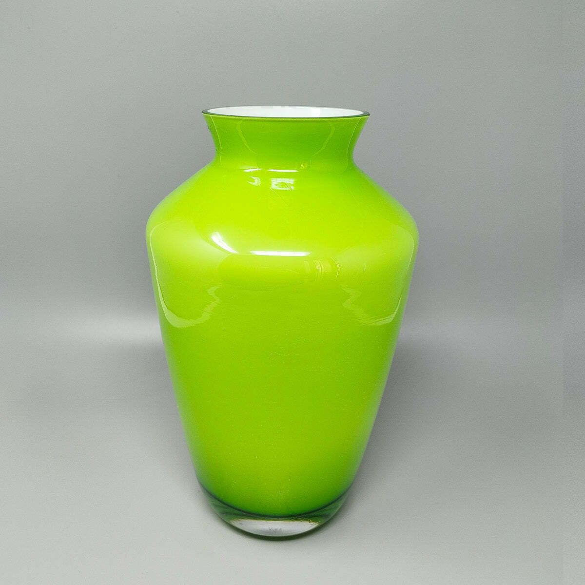 1970s Gorgeous Green Vase By Ind. Vetraria Valdarnese. Made In Italy photo for sale