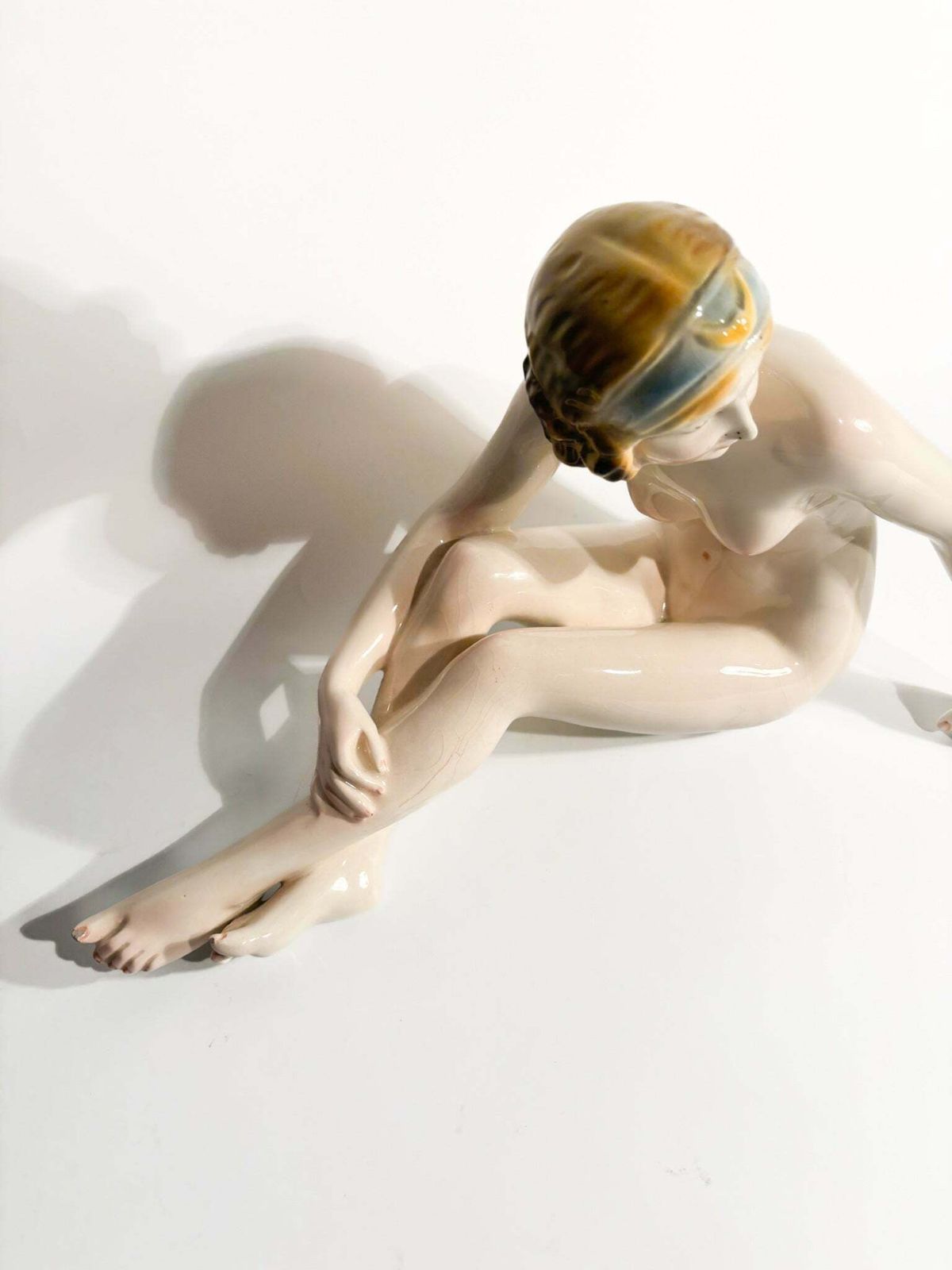 Art Deco Sculpture Of Female Nude In Ceramic 1930s photo Art