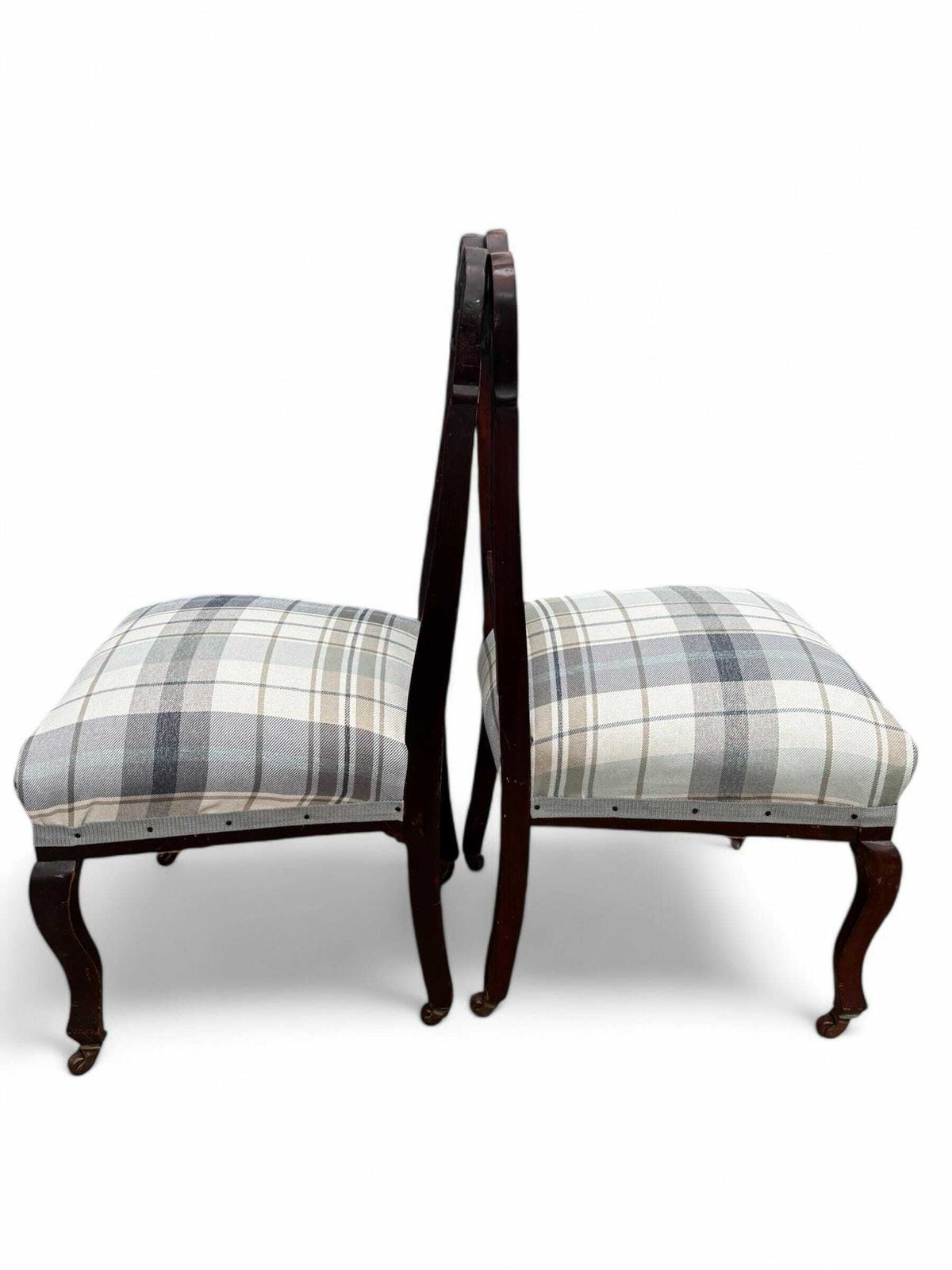 Antique Victorian Bedroom Chairs C1870 / Legs With Castors / New Upholstery / Set Of 2 photo Furniture
