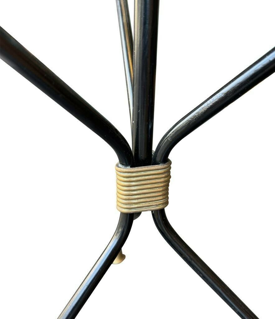 photo furniture A 1950s French Black Lacquer And Brass Tripod Floor Lamp With Glass Centre