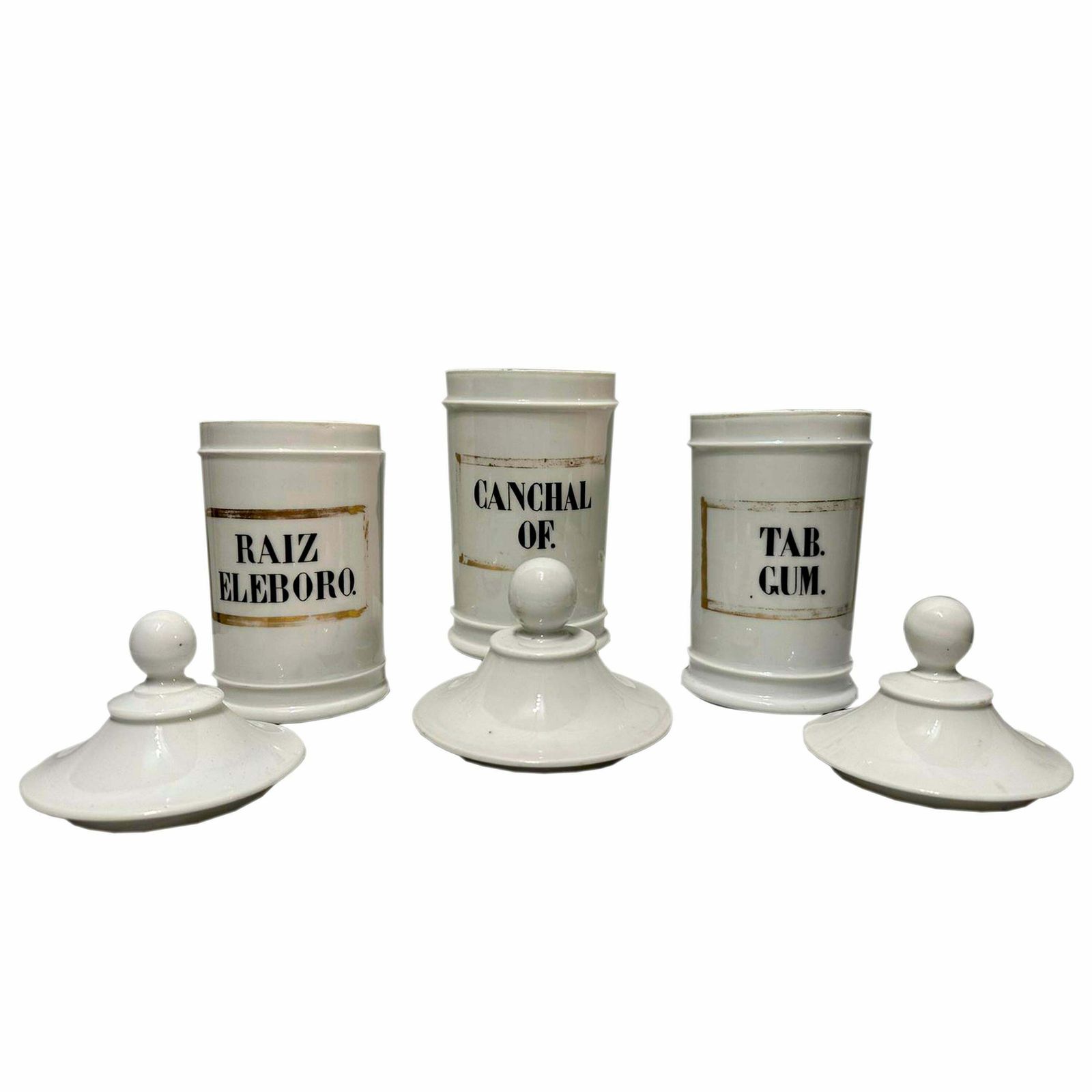Set Of 3 Pharmacy Jars Made Of Valencian Ceramics. 19th Century. photo furniture