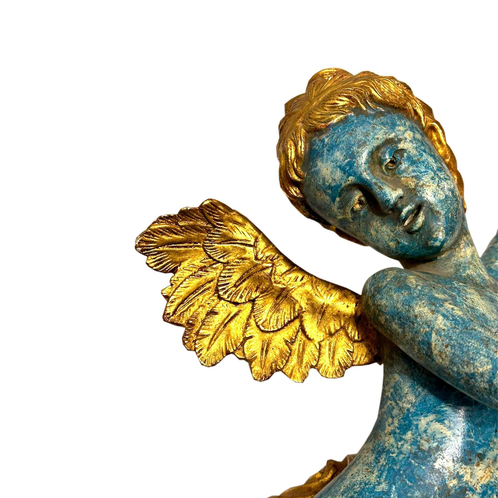 photo furniture Hand Carved Cherub Sculptures And Polychrome And Gold Leaf. Italy, 19th Century