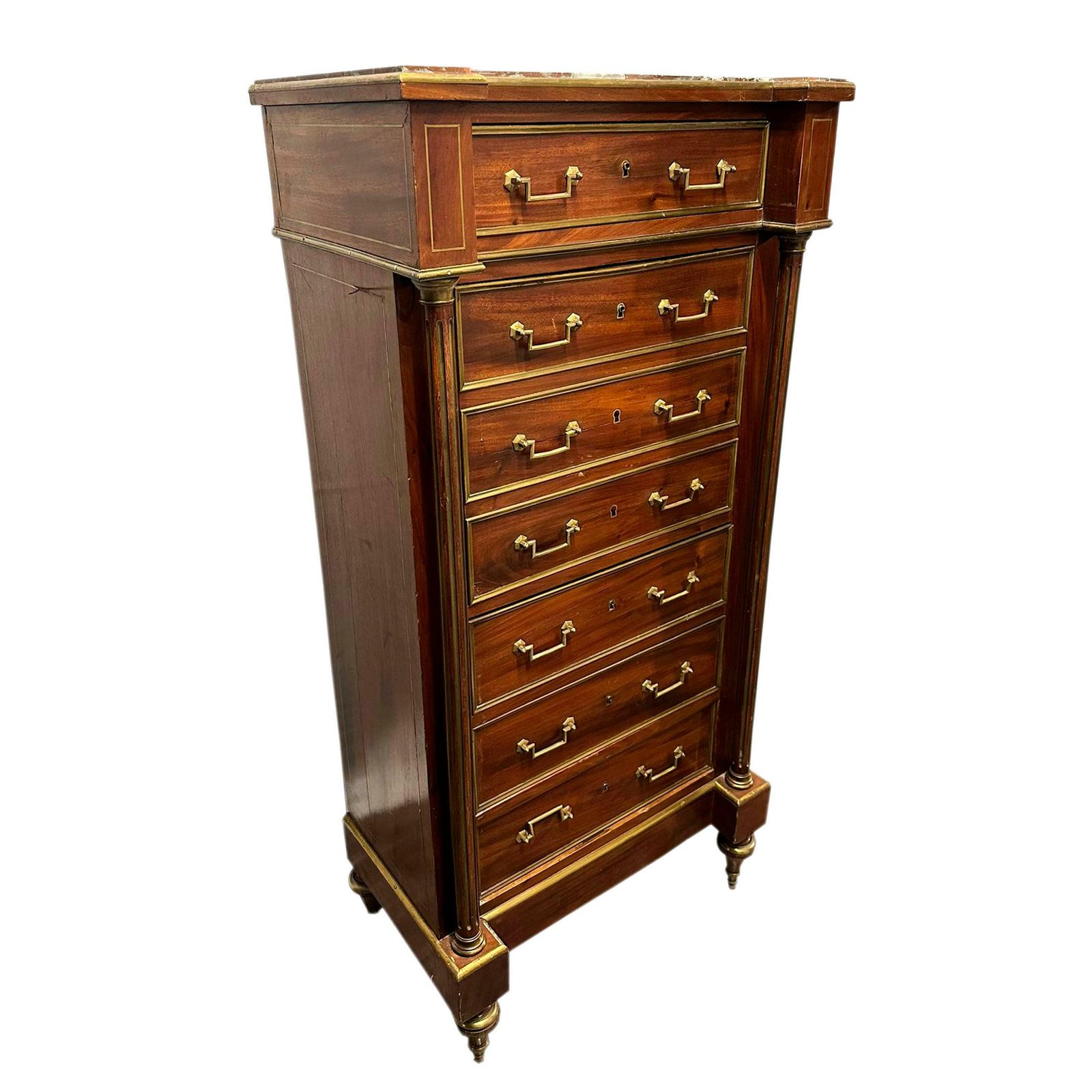 photo furniture Louis XVI Style Four Drawers Abattant Secretaire. France, 19th Century.