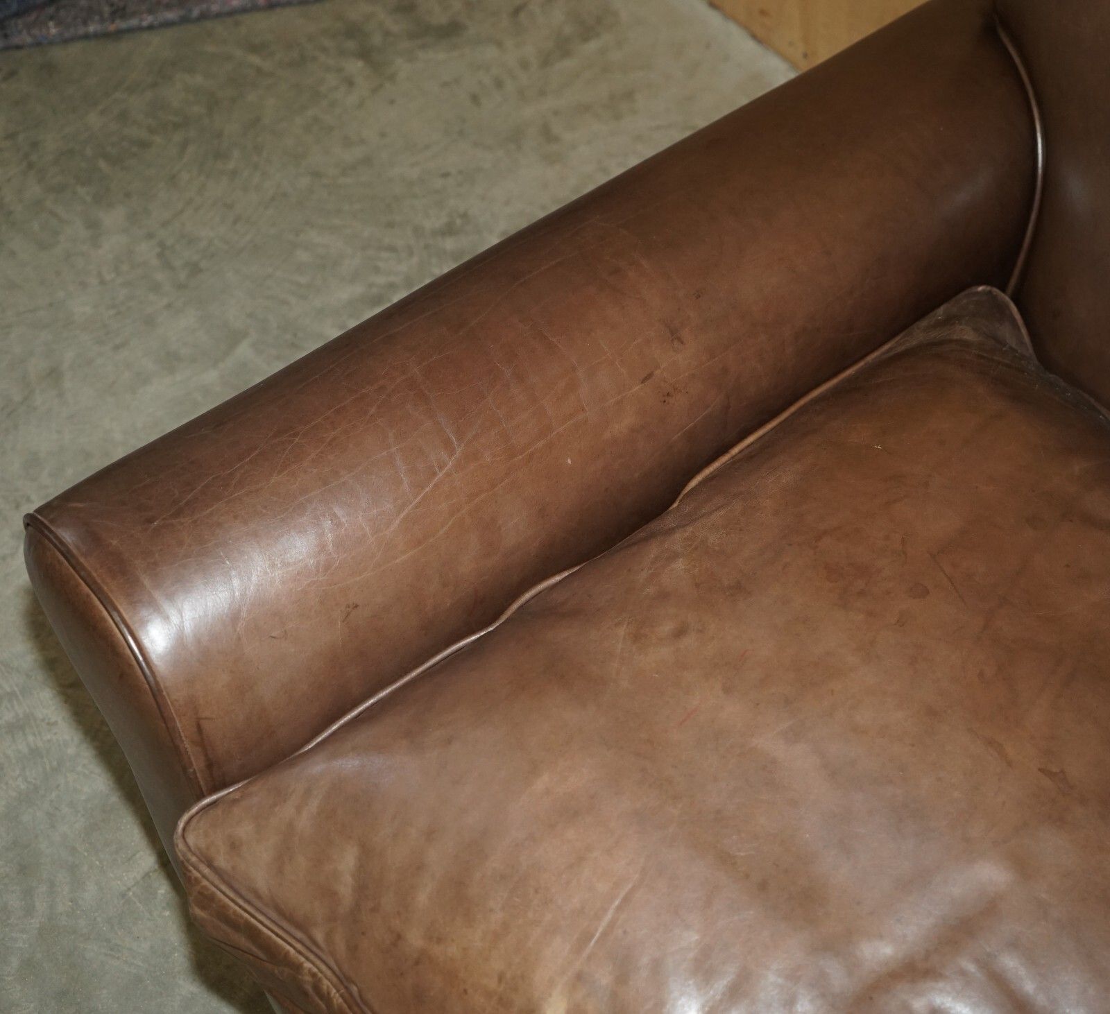 Fine Terence Conran Chelsea London Brown Leather Large Loveseat Armchair Sofa photo 1450.0