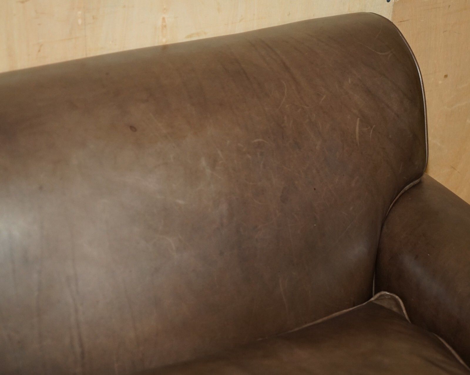 Fine Terence Conran Chelsea London Brown Leather Large Loveseat Armchair Sofa photo vintage