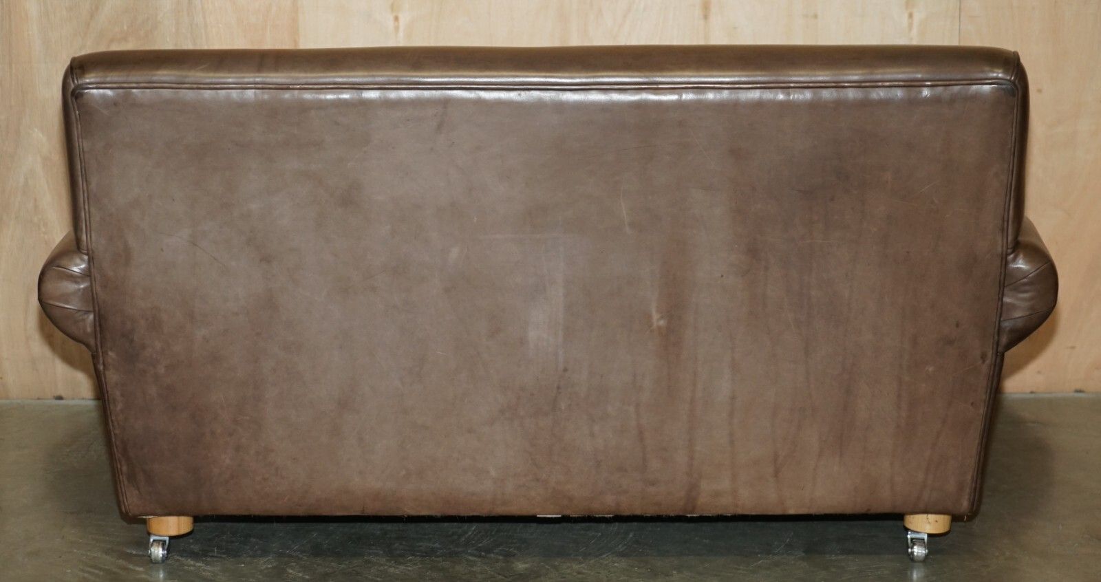Furniture Fine Terence Conran Chelsea London Brown Leather Large Loveseat Armchair Sofa photo