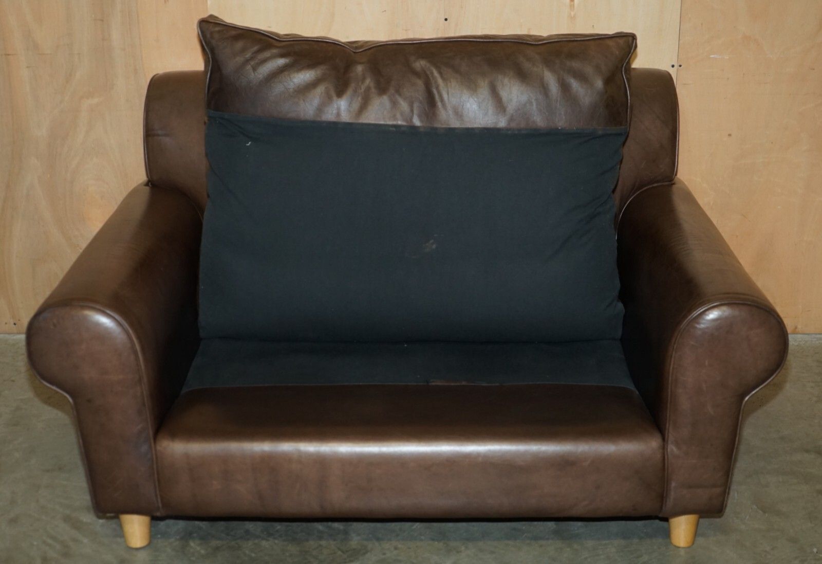 photo buy Fine Terence Conran Chelsea London Brown Leather Large Loveseat Armchair Sofa