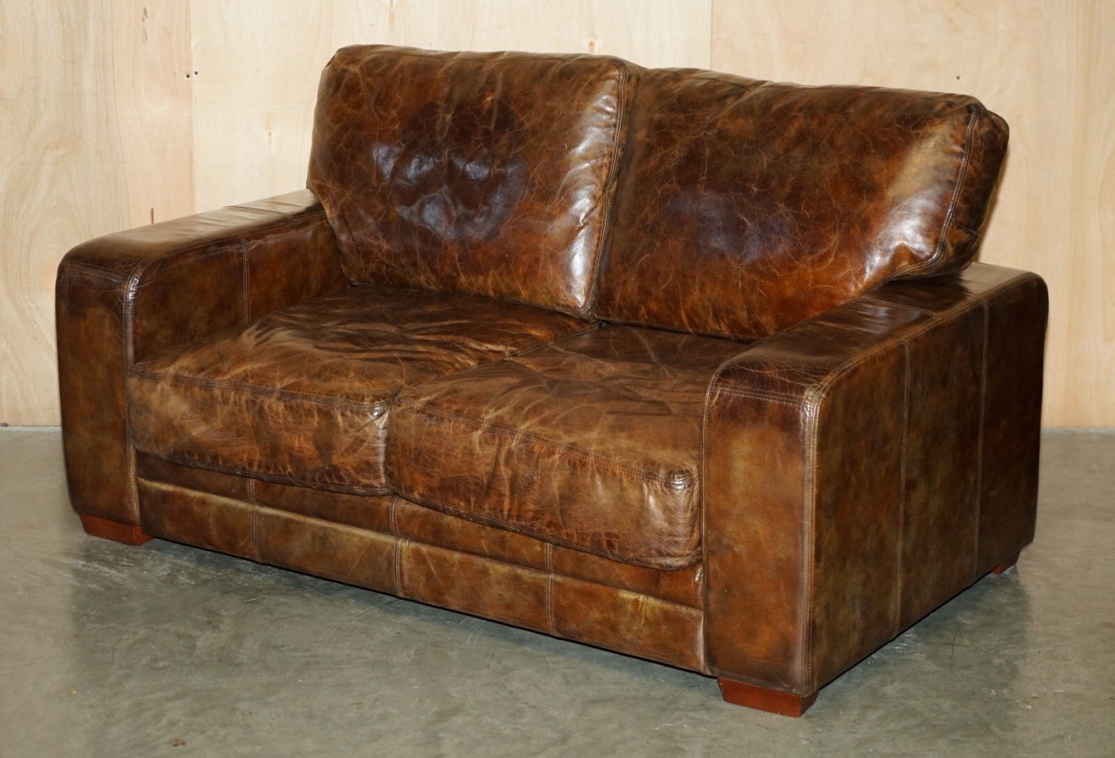 Vintage Heritage Biker Brown Leather Halo Soho Sofa Which Is Part Of A Suite
