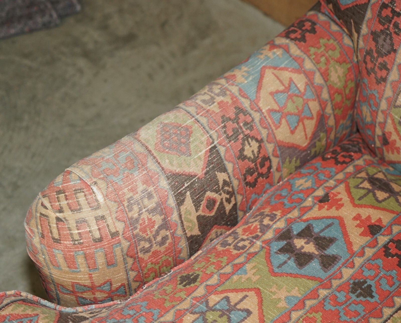 Stunning Vintage George Smith Made For Liberty's London Kilim Three Seat Sofa photo vintage