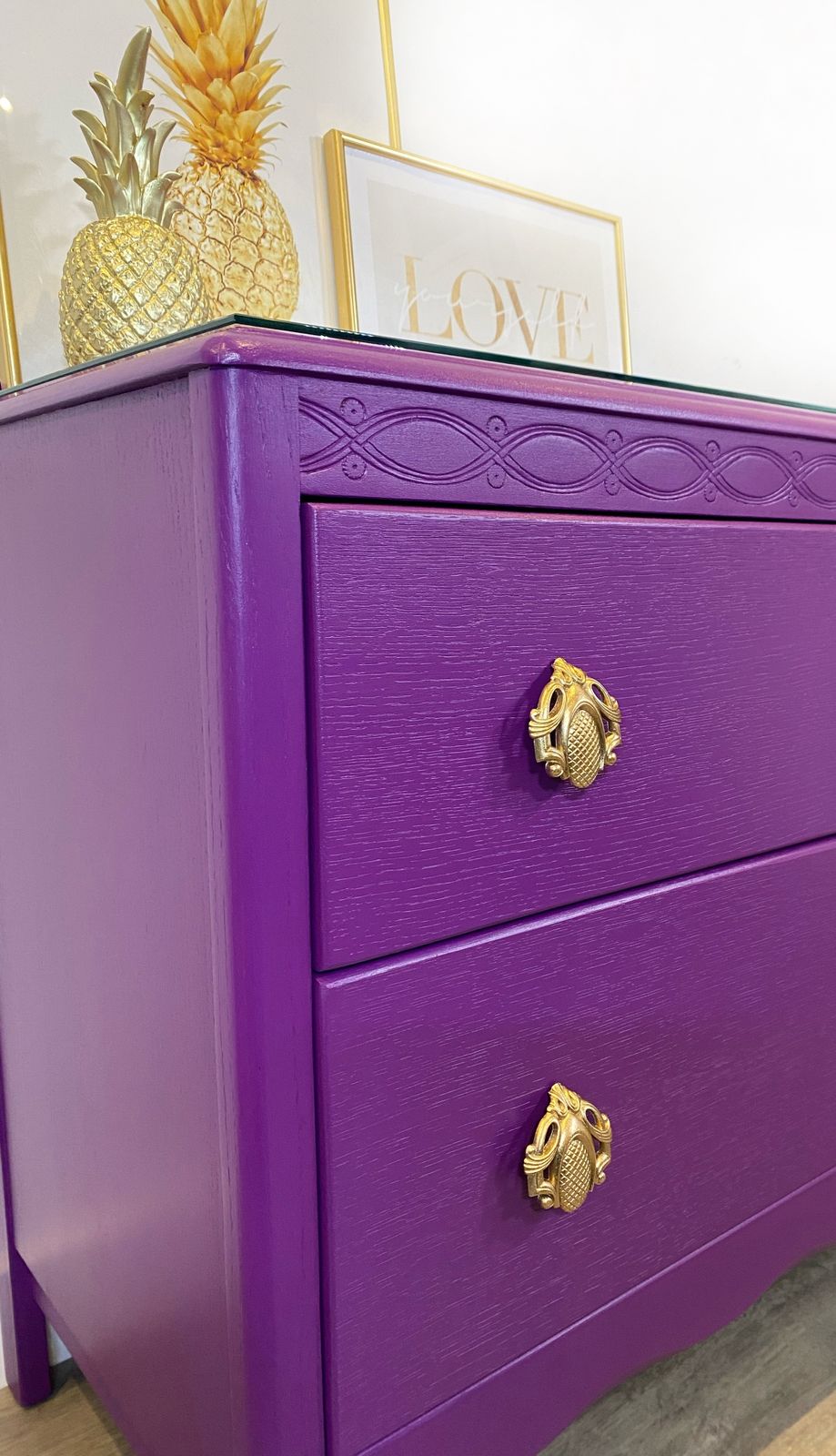 Vintage Harris Lebus Chest Of Drawers Painted In Bright Purple photo Furniture