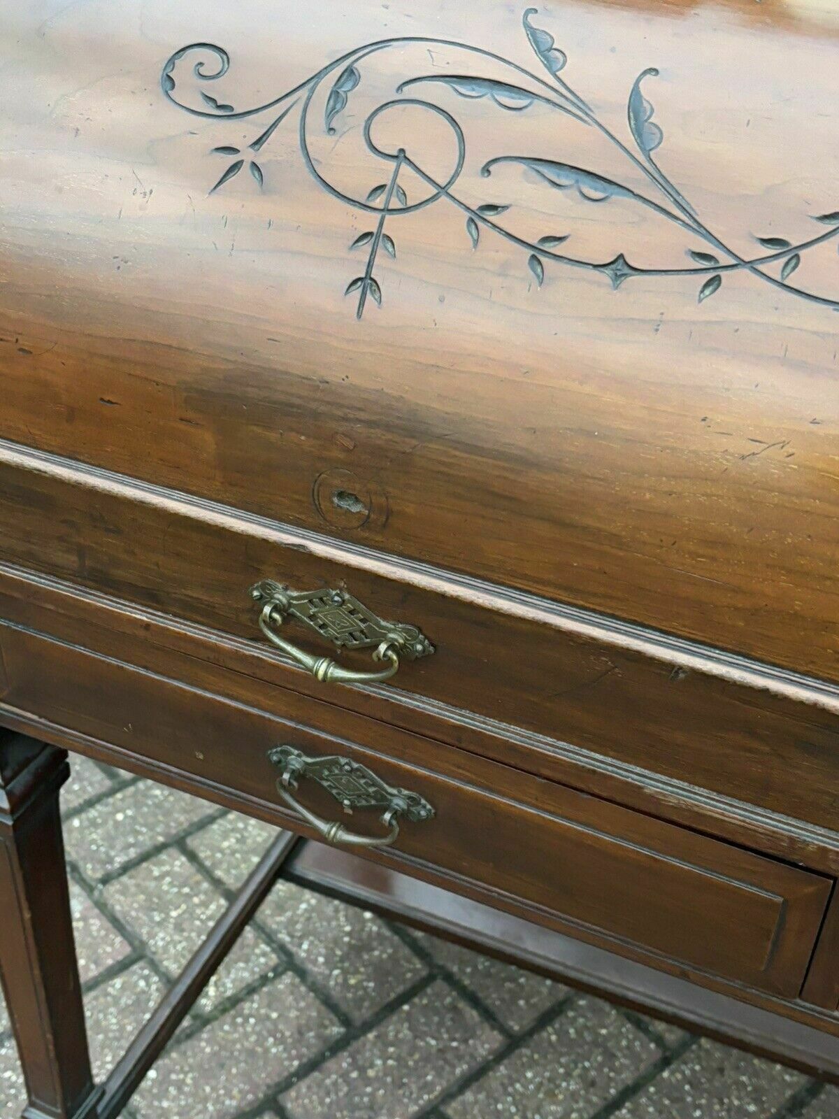 Victorian Satin Walnut Roll Top Desk With Fitted Interior , Loads Of Storage. photo vintage