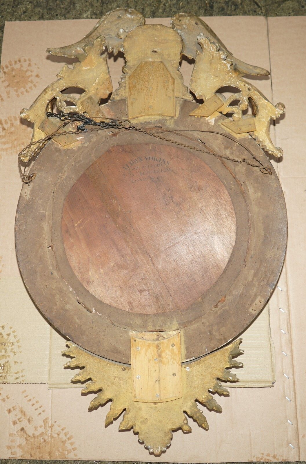 3950.0 Antique Regency Cir 1820 Alban Vokins Gold Giltwood Convex Bullseye Eagle Mirror photo