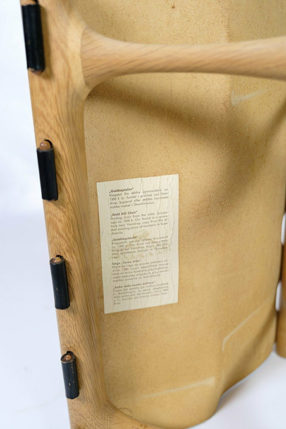 Stool "Gold High Chair" Model Ph 43 In Oak With Seat Of Stretched Black Full Grain Leather By Poul Hundevad photo buy
