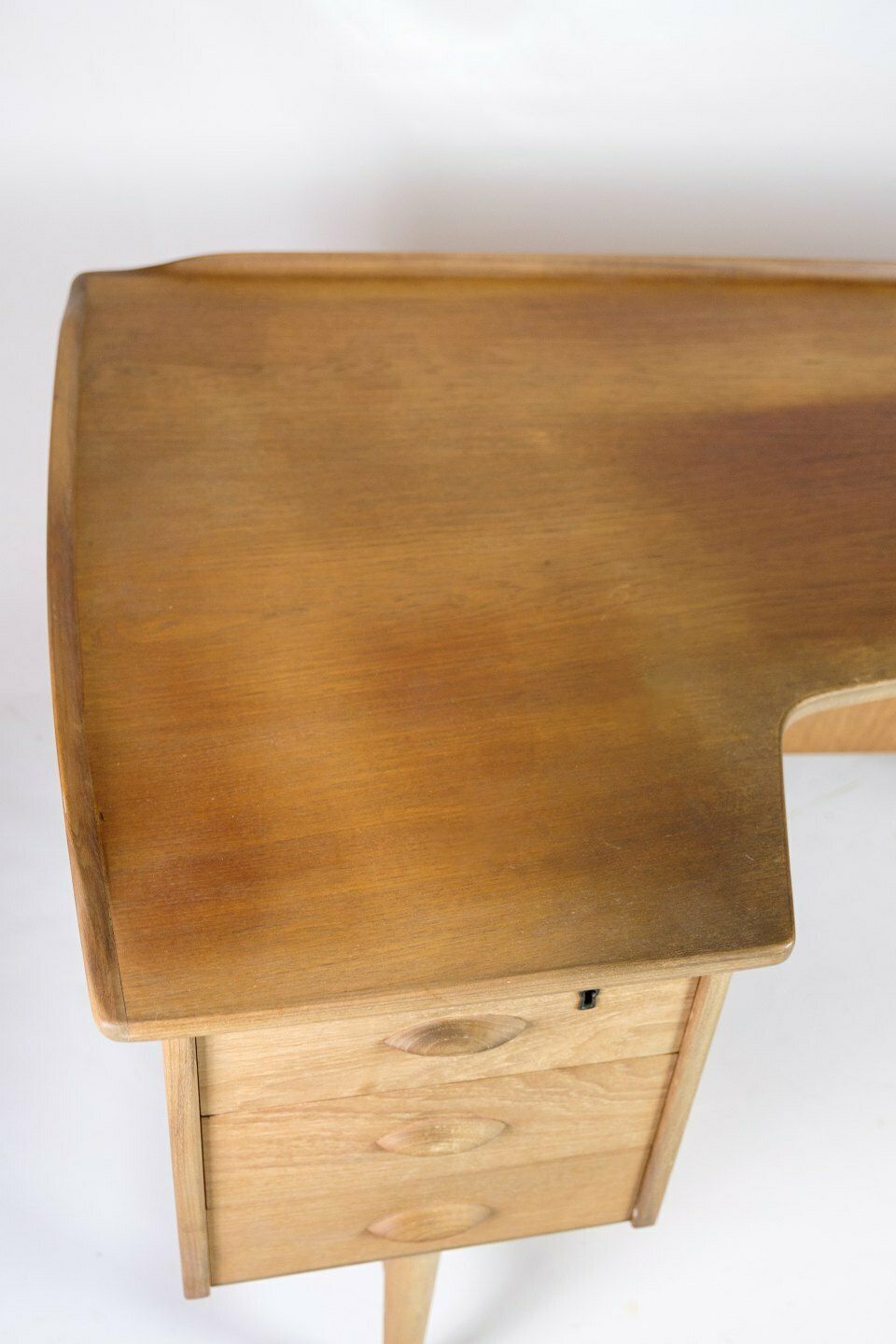 Boomerang Desk In Teak & Brass By Peter Løvig Nielsen For Hedensted Furniture Factory From 1960s photo vinterior