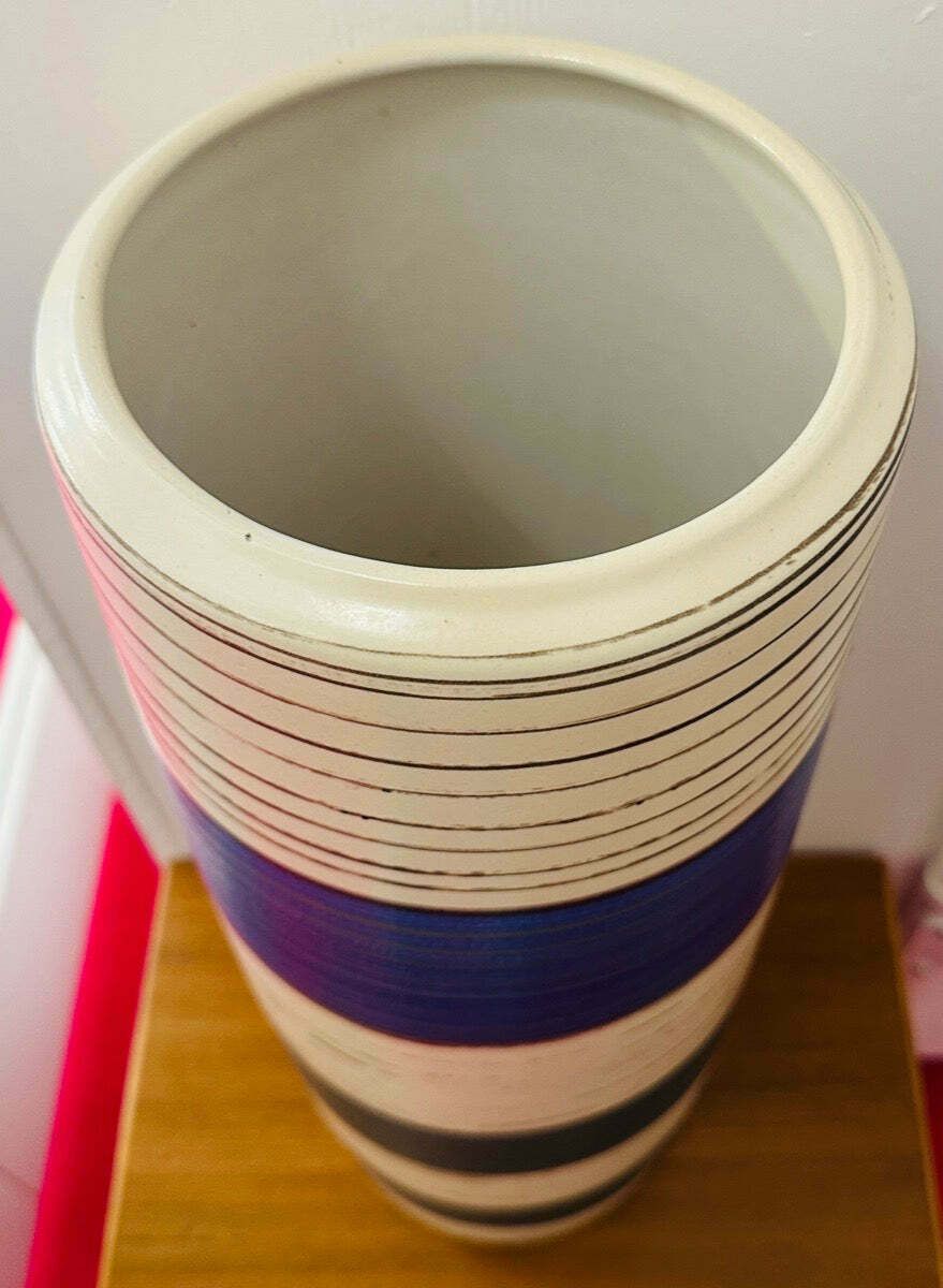 photo for sale Large 1970s German Scheurich Keramik "Fat Lava" Striped Vase 553 52