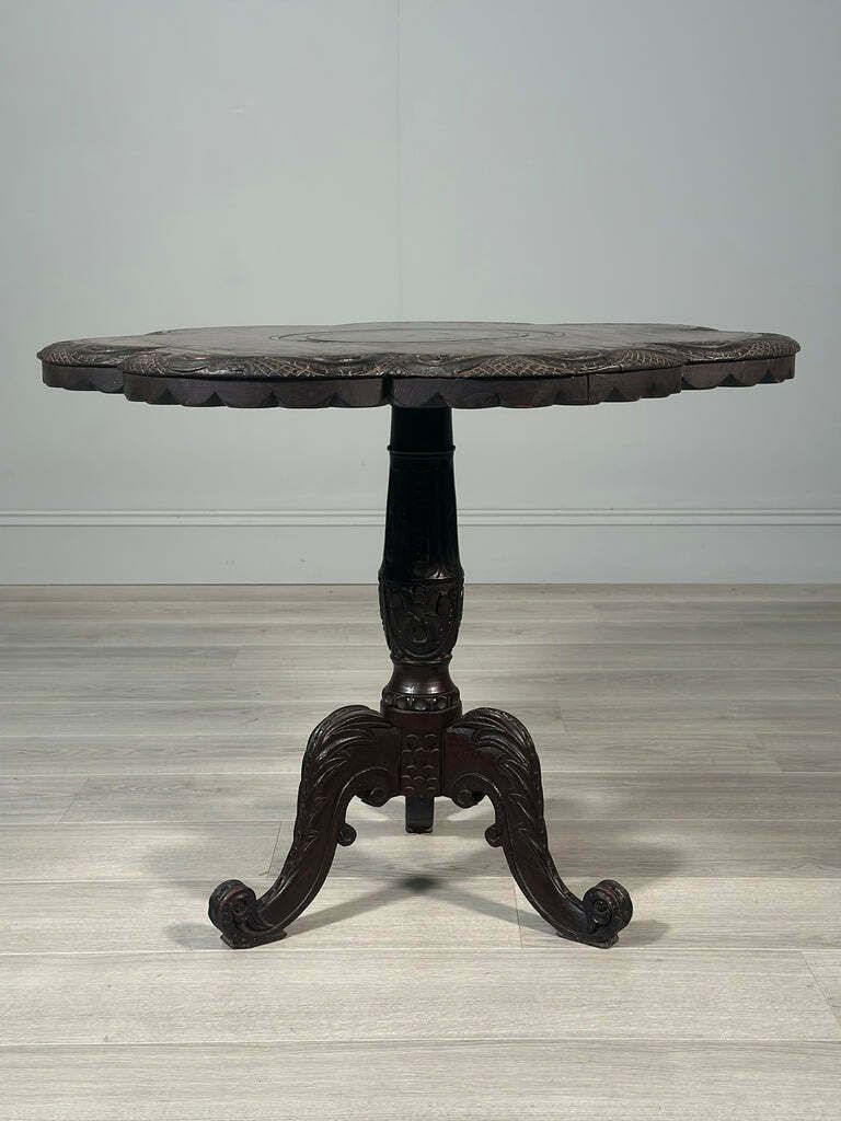 Carved Oak Antique Occasional Table By Walter Carter Harrod’s photo furniture