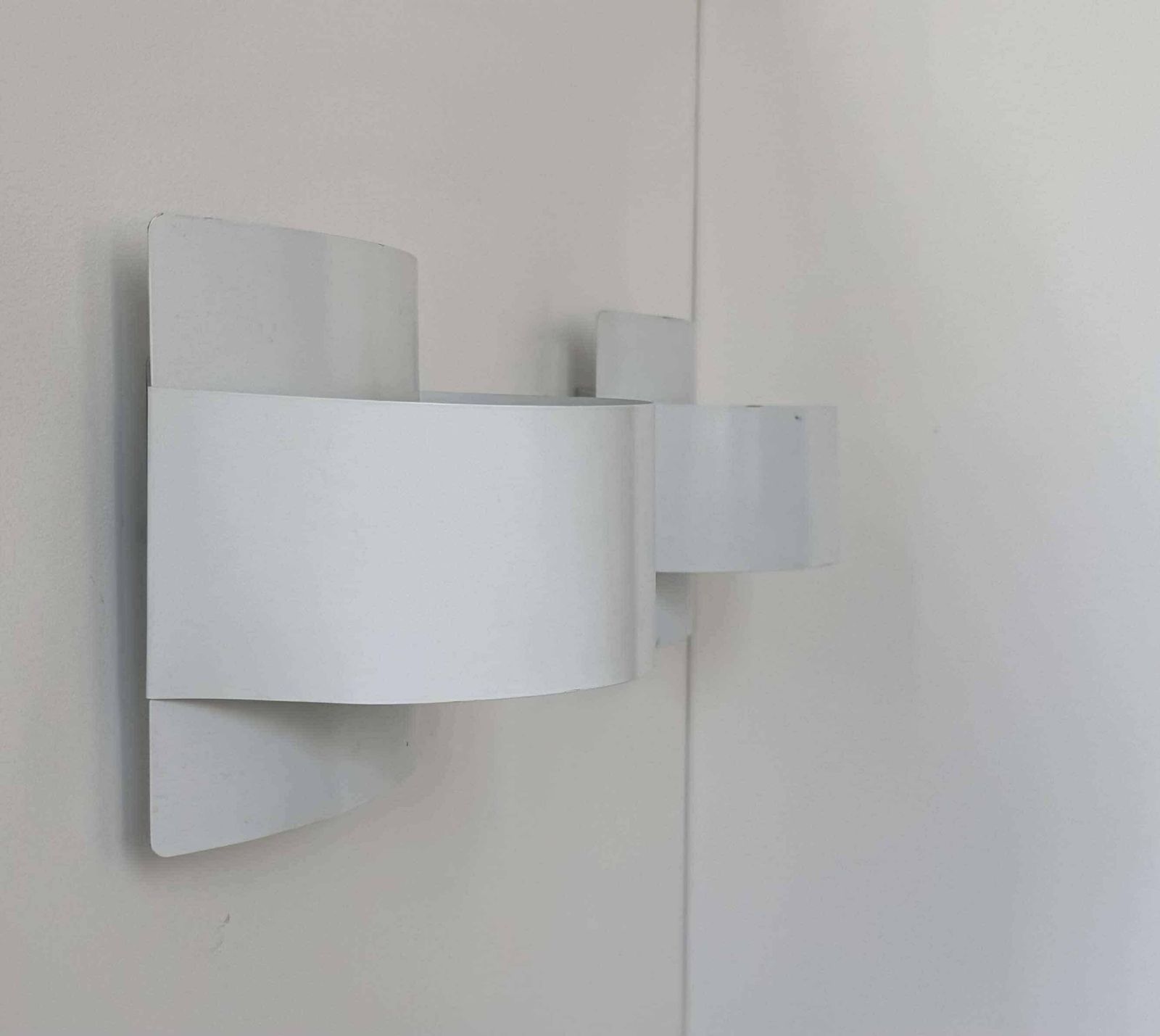 Pair Of Vintage Wall Lights, White Lacquered Metal, Peter Celsing Sweden 1960 photo for sale