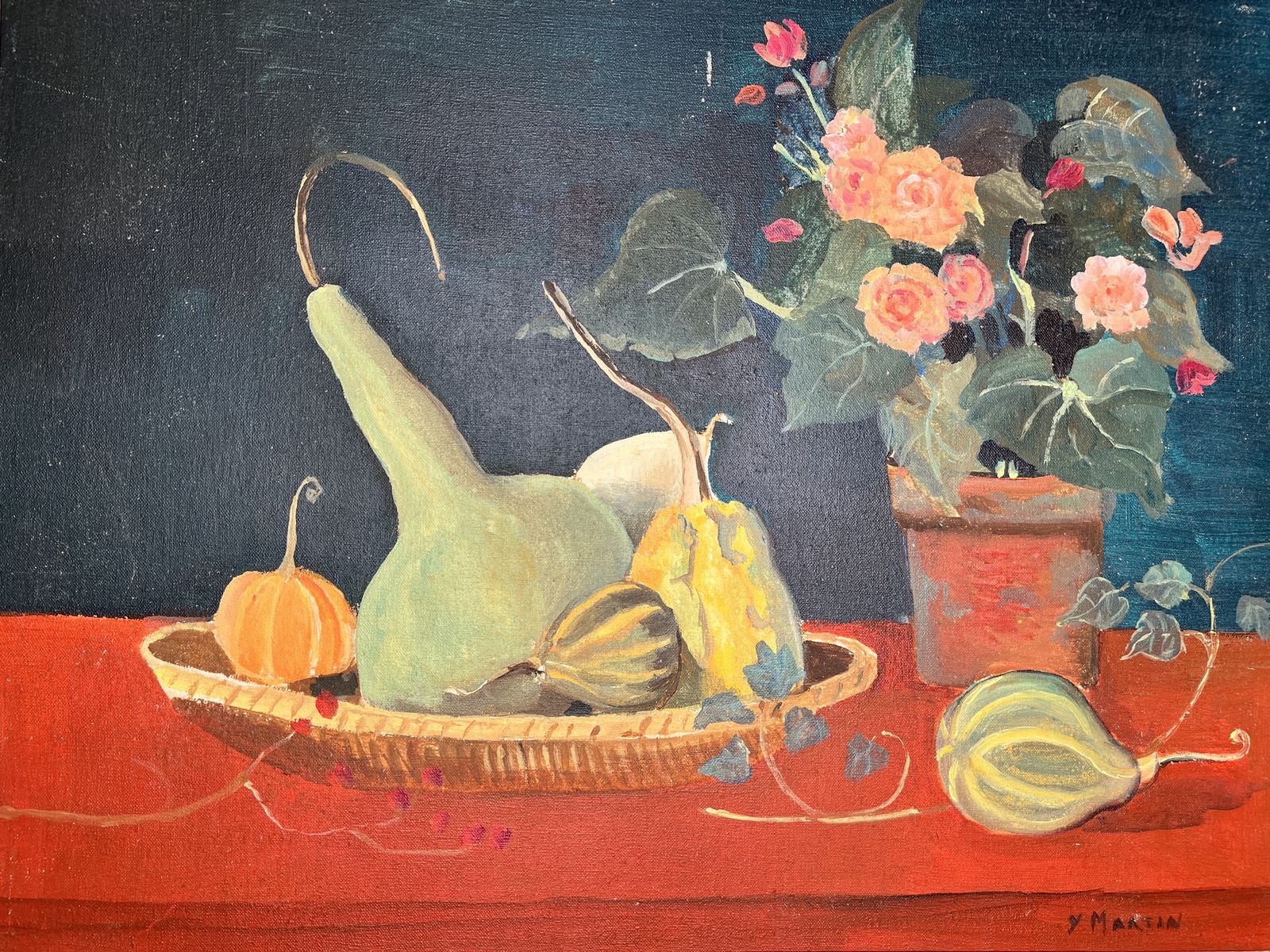Still Life With Colocynths, Original Oil Painting On Canvas photo Art