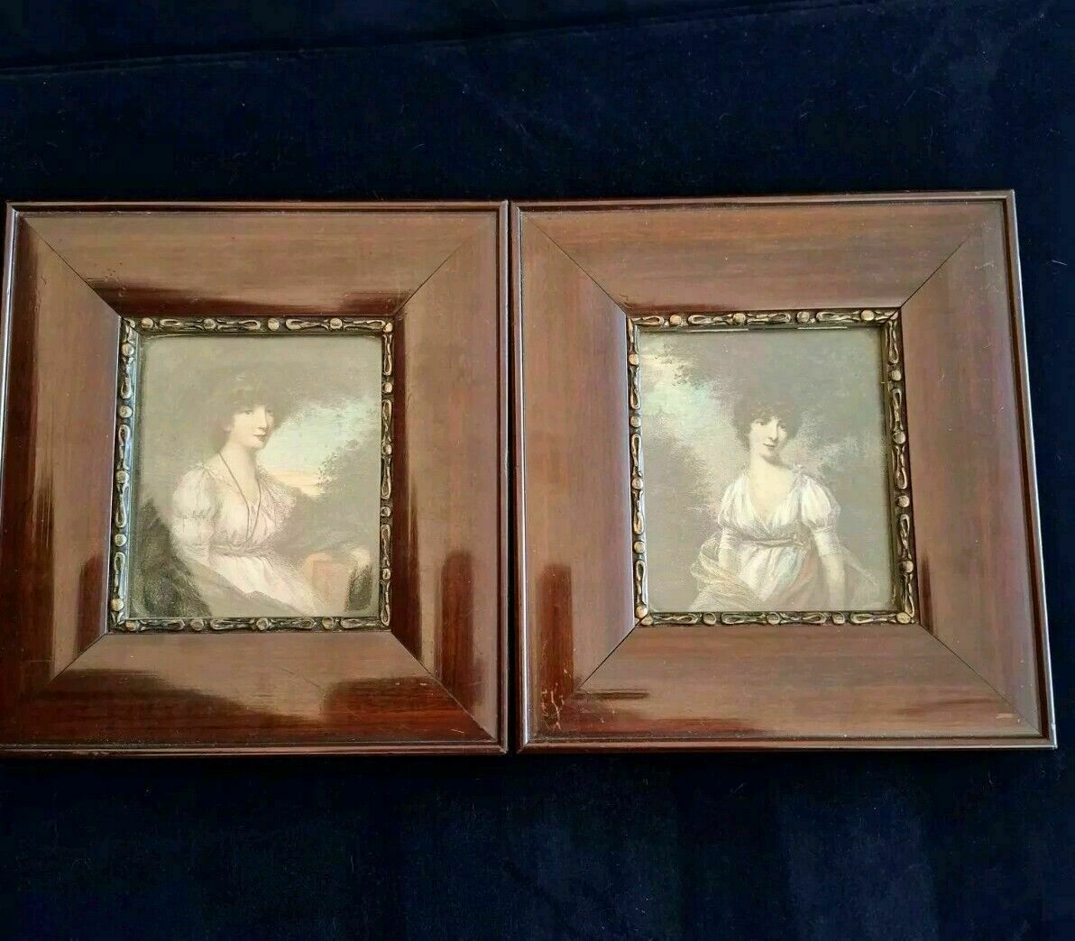 2 Framed Miniature Portrait Engravings After John Hoppner Catherine Howard & Lady Gertrude photo for sale