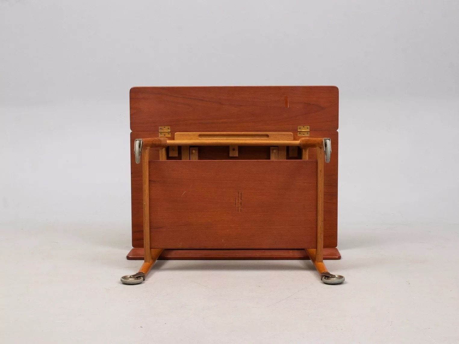 Hans Wegner Side Table, Desk With Wheels For Andreas Tuck, Oak And Teak,  Denmark 1960 photo Furniture