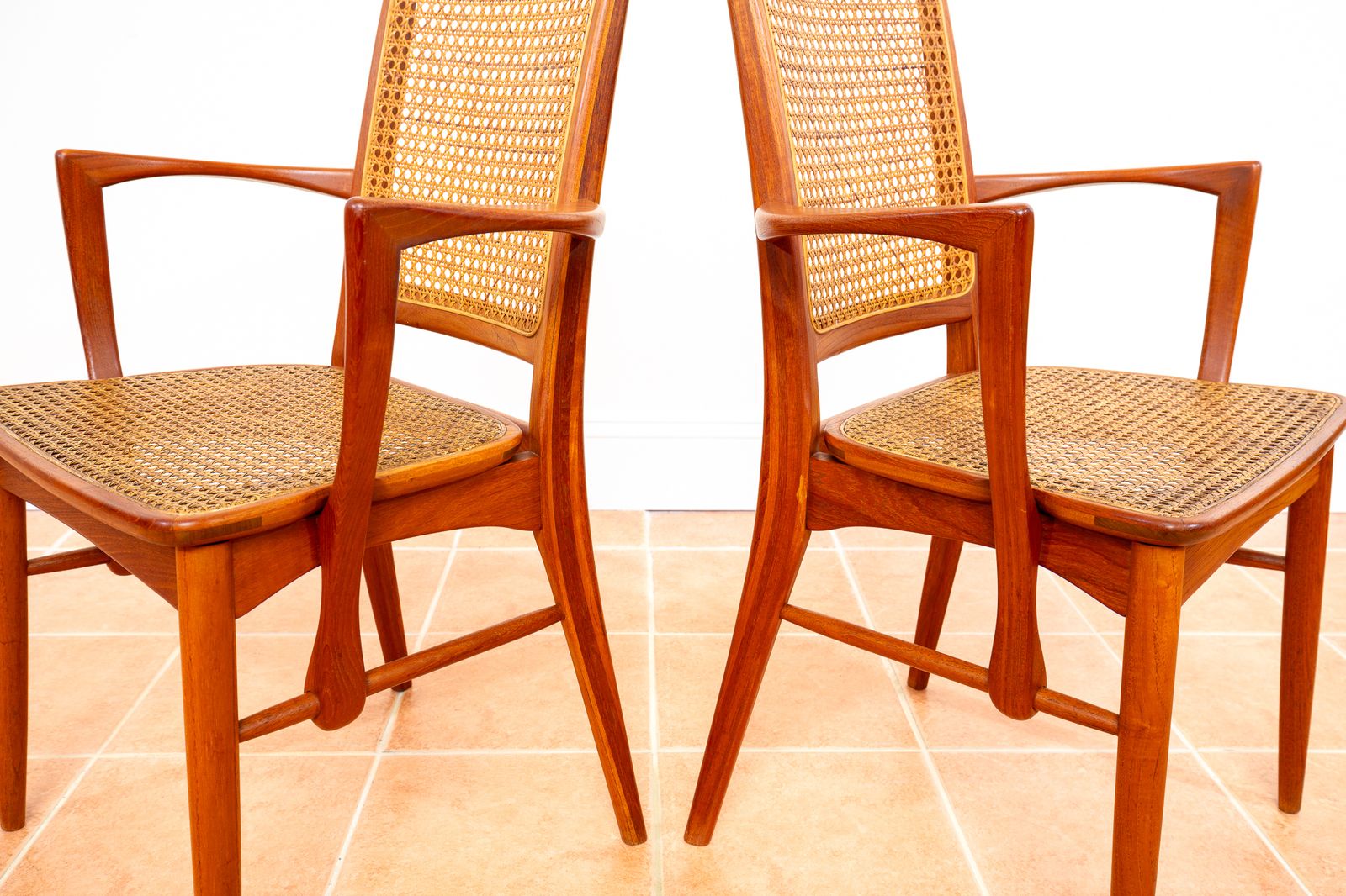 Furniture Mid Century Danish Dining Chairs By Niels Koefoeds Set Of 4 1960s Teak Two Tone Lis Hornslet Rattan Cane Scandinavian Nordic Japandi Mcm photo