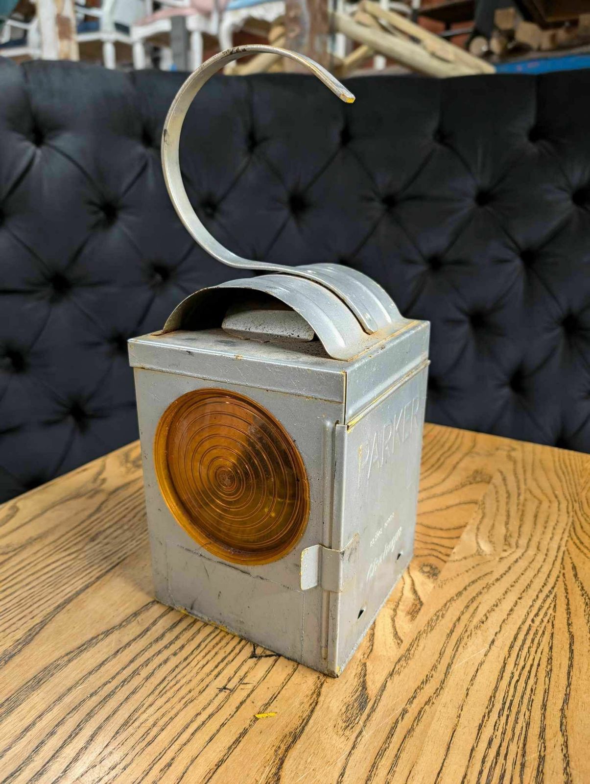 Pair Of Chalwyn Parker Steel Paraffin Road Lamps (Orange Filters) photo vinterior