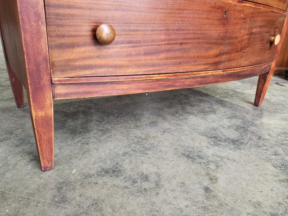 Vintage 20thc Bow Front Chest Of Drawers 2 Over 2 Tapered Legs photo furniture