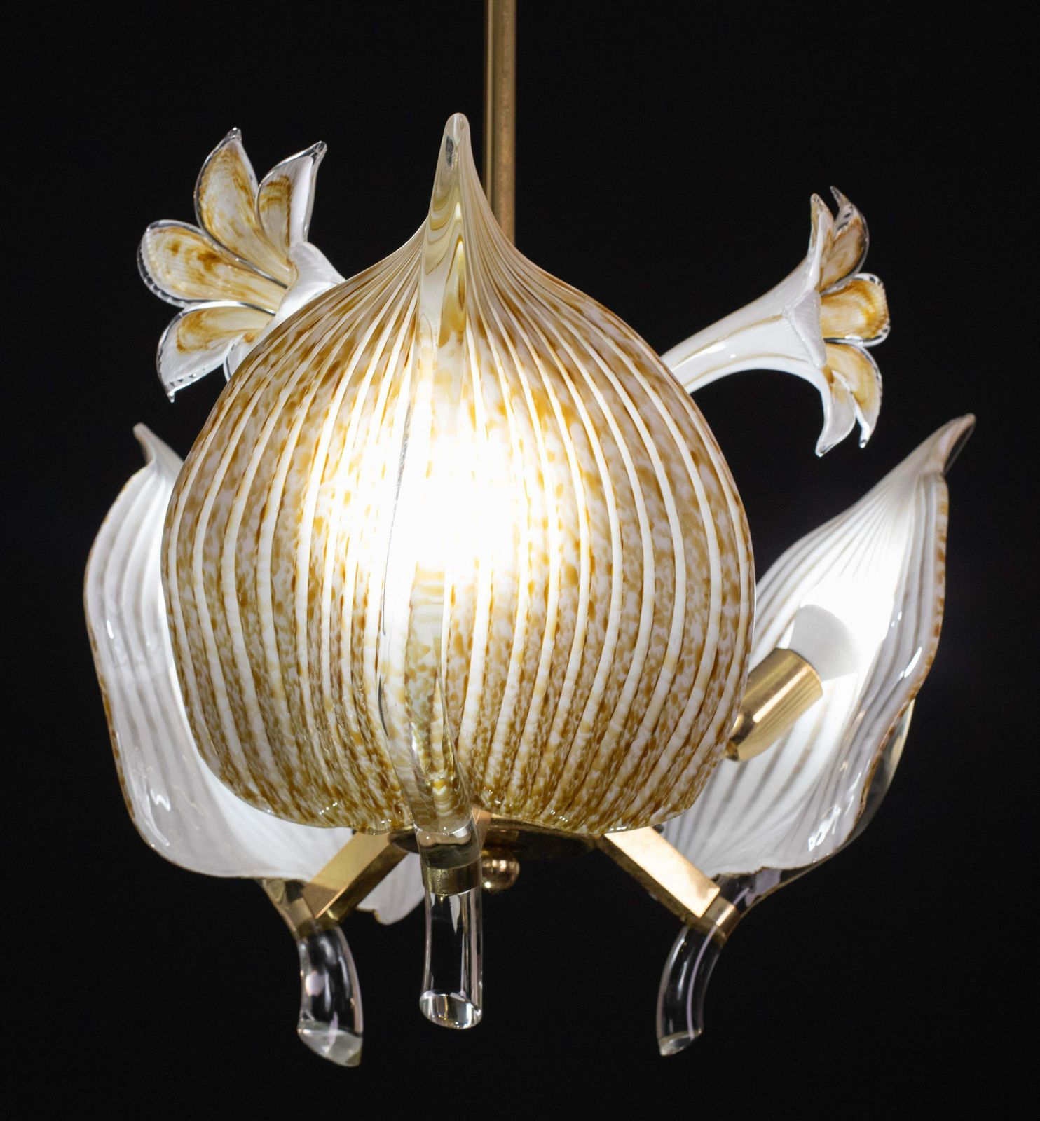 Elegant Gold Chandelier Franco Luce For Seguso, Murano Glass, 1970s photo vinterior