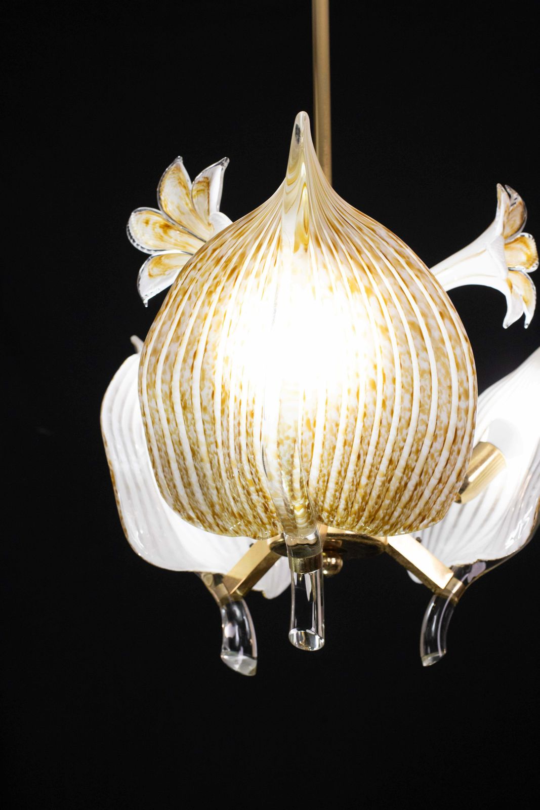 2124.0 Elegant Gold Chandelier Franco Luce For Seguso, Murano Glass, 1970s photo