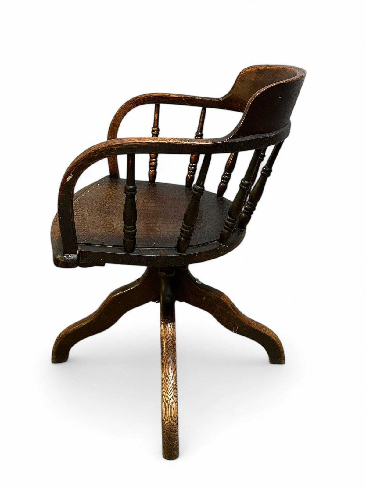 Antique Edwardian Oak Desk Chair C1910 photo Furniture