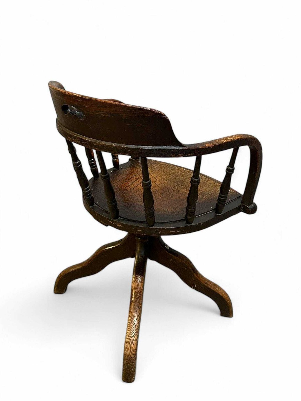 Antique Edwardian Oak Desk Chair C1910 photo vinterior