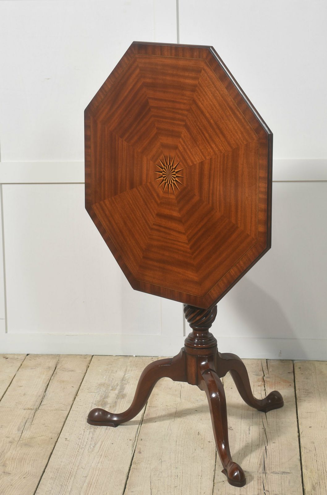 Furniture Pair Of Inlaid Mahogany Tripod Tables photo
