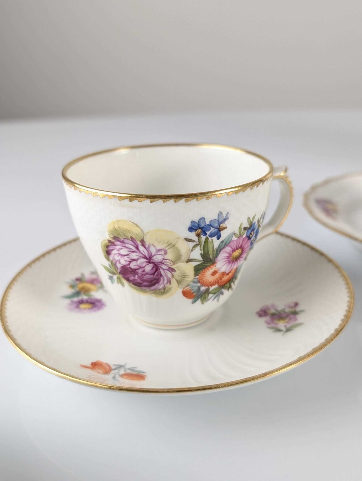 Royal Copenhagen Coffee/Tea Set With Hand Painted Saxony Flowers 1930s photo Home Decor