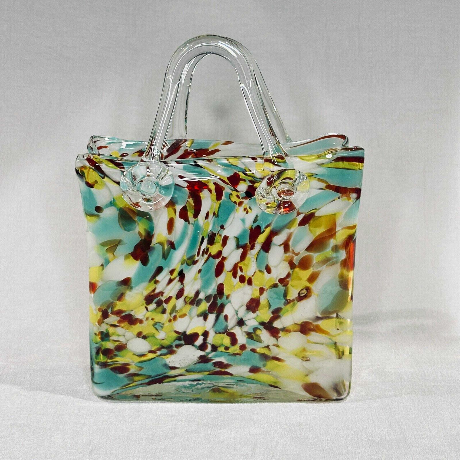 Vintage Murano Glass Purse Vase   Italian Art Glass Sculpture photo for sale