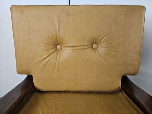 Vintage Armchairs In Wood And Leather, 1980s, Set Of 2 photo buy