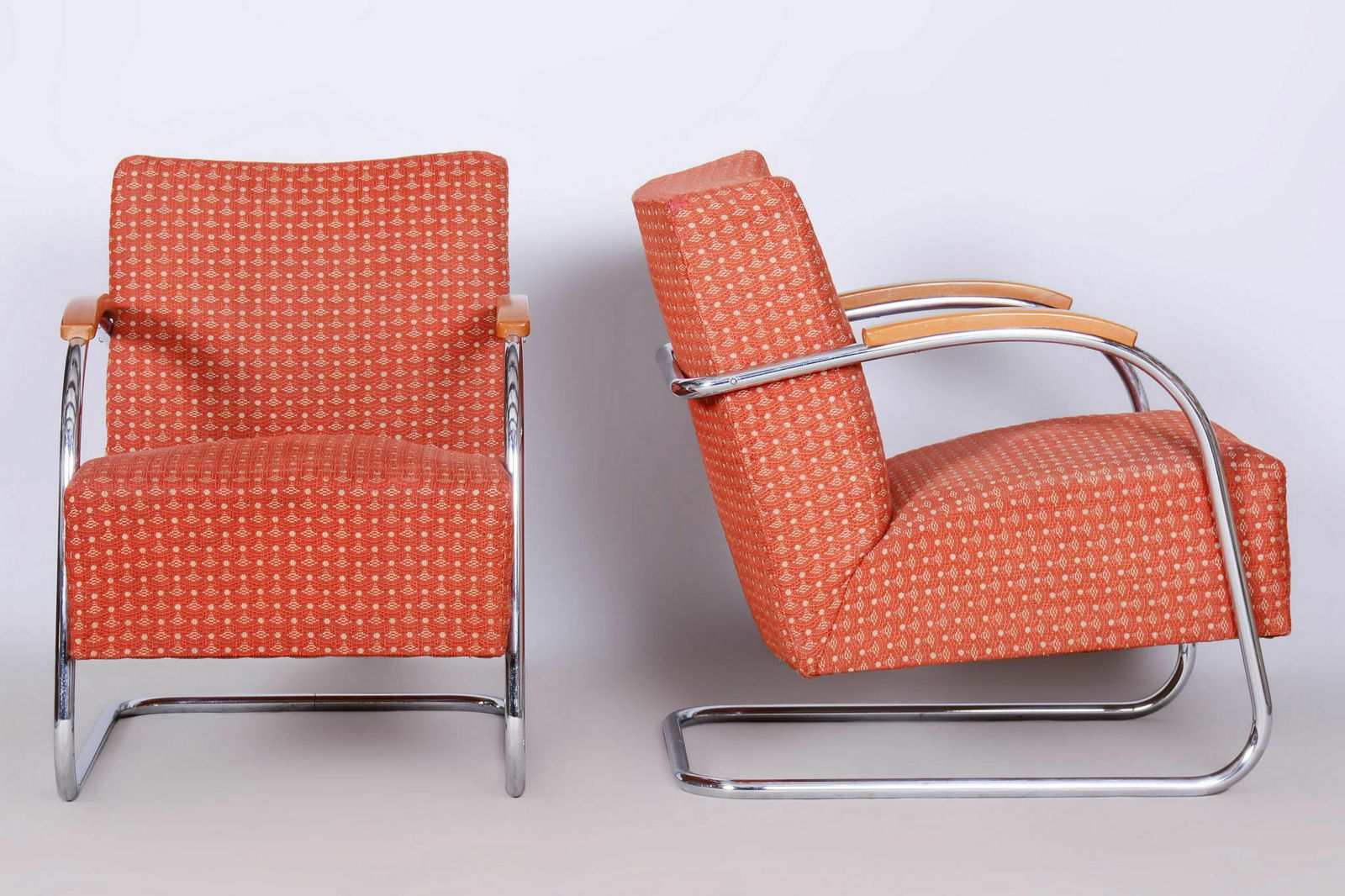 Set Of Two Original Bauhaus Armchairs, By Mücke Melder, Beech, Czech, 1930s photo furniture