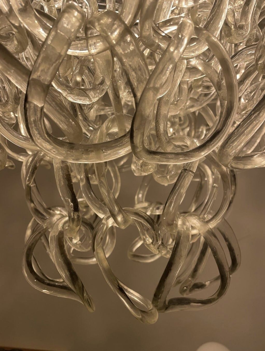 Glass Chandelier By Angelo Mangiarotti For Vistosi, Italy 1970s photo 3550.0
