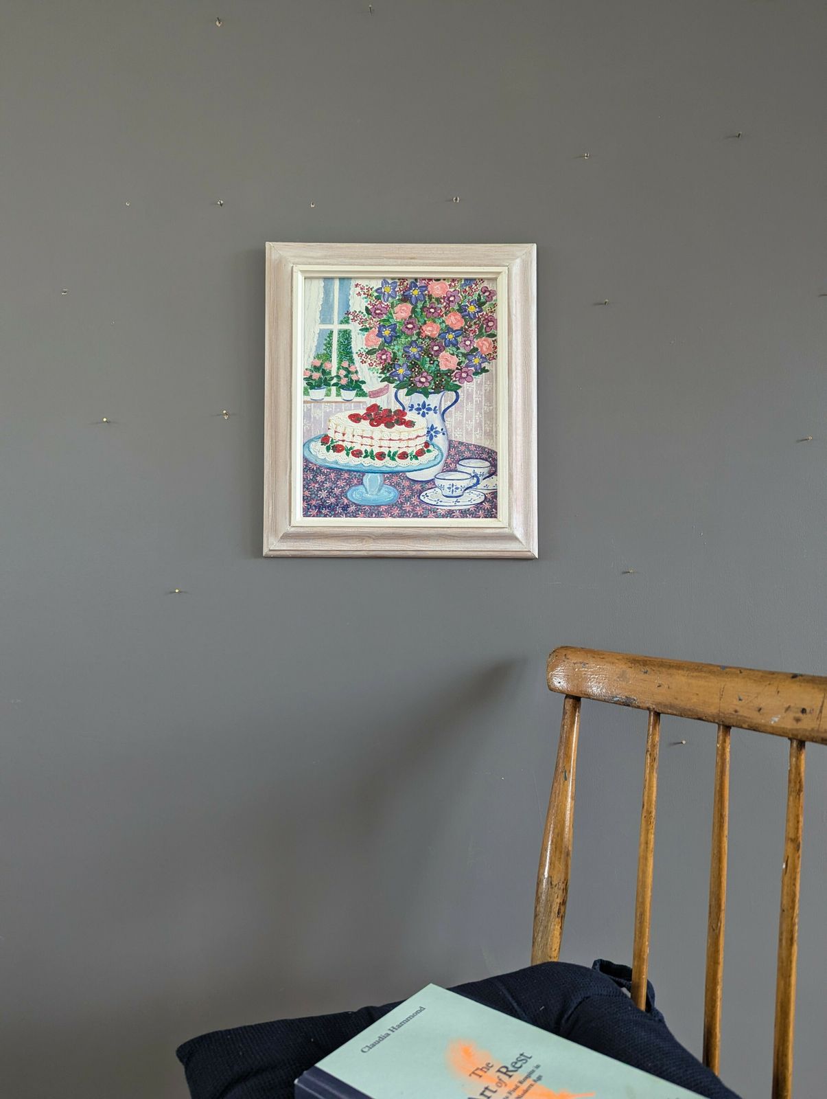 Cake & Blooms Oil Painting, 1990s photo furniture
