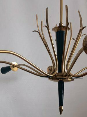 Mid Century Italian Brass Chandelier In The Style Of Oscar Torlasco, 1950s photo 800.0