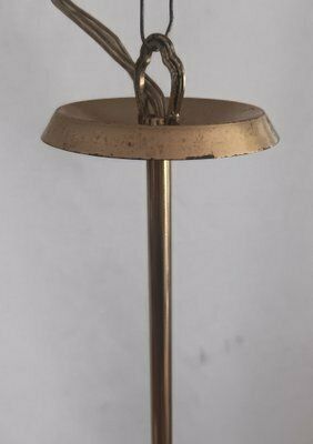 Lighting Mid Century Italian Brass Chandelier In The Style Of Oscar Torlasco, 1950s photo