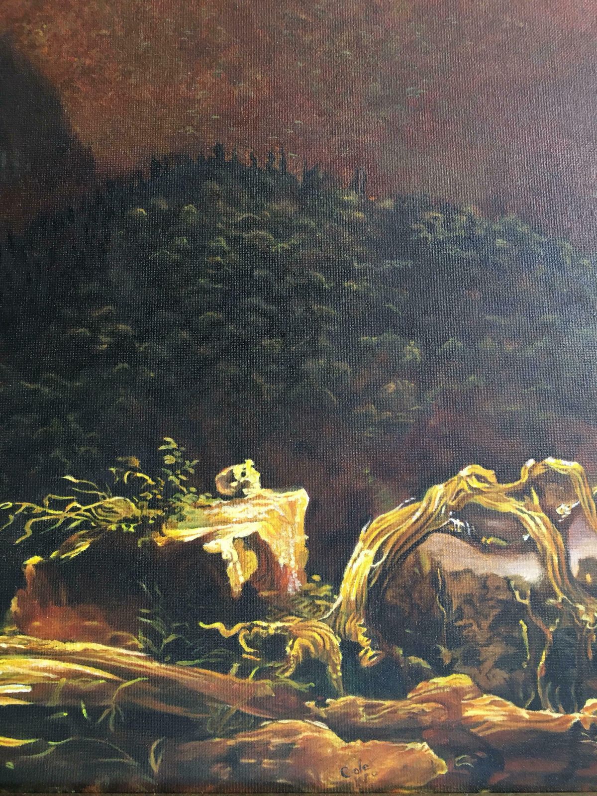 (After) Thomas Colesunrise In The Catskills Huge Oil Paintingc. 2000 photo vinterior