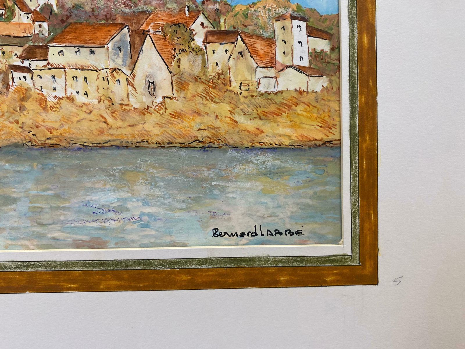Bernard Labbe1950's French Modernist/ Cubist Painting   French Houses On Hill1950's photo Art