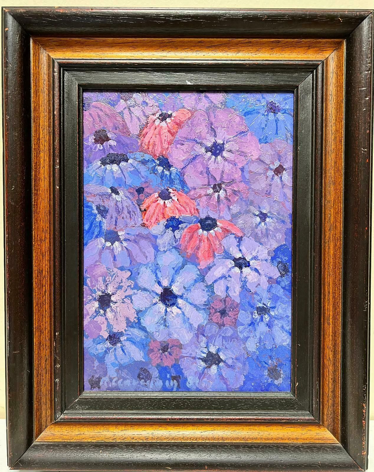 French Modernist Purple Flowers French Modernist Still Life Signed Painting photo furniture