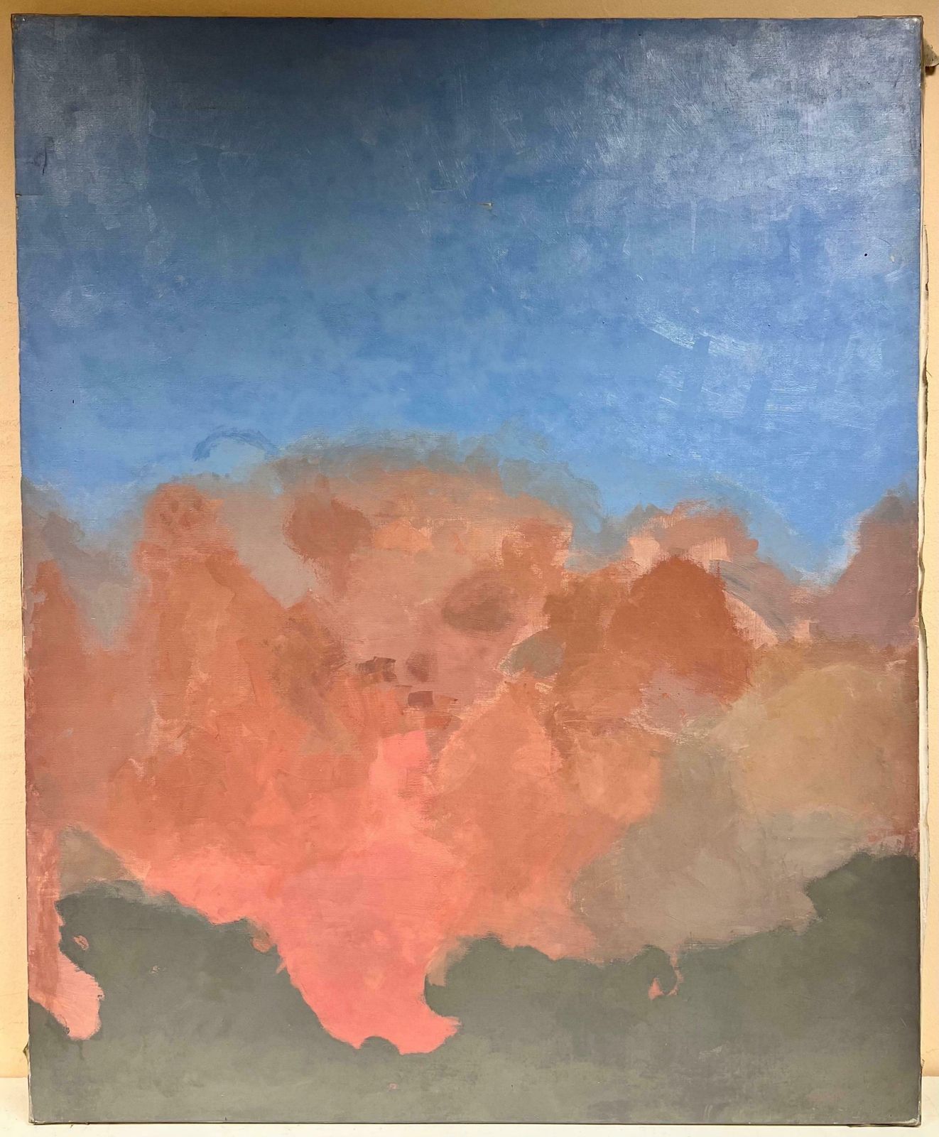 20th Century French Schoolhuge French Modern Abstract Painting   Pink & Blue Clouds Sky photo furniture